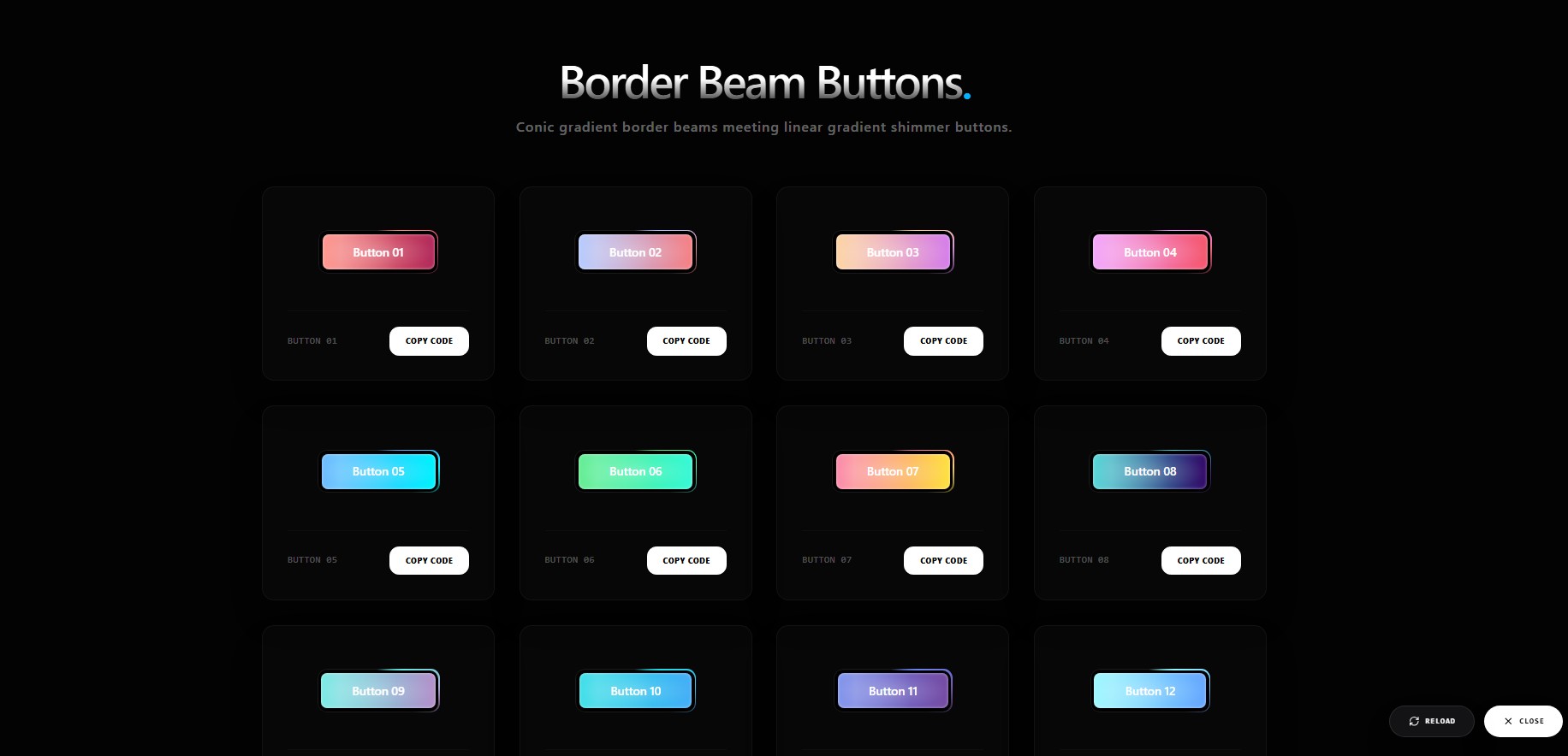 Border Beam Buttons Presets – animated button UI design