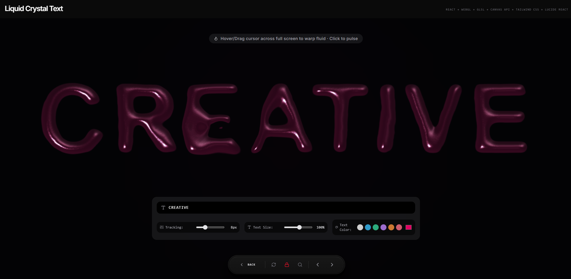 Liquid Crystal Text – website text animation effect