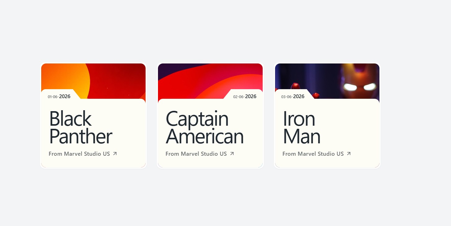 Movie Studio Cards – card UI design
