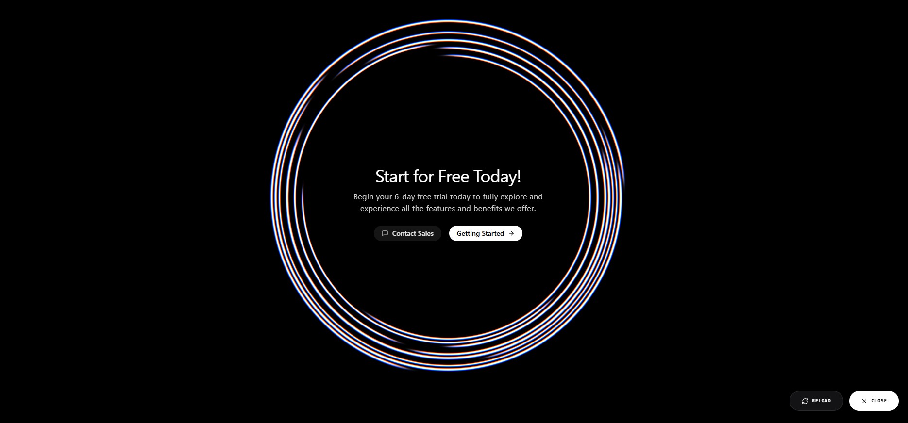 360° Chromatic Lines Vortex Hero (V2) – hero section UI design
