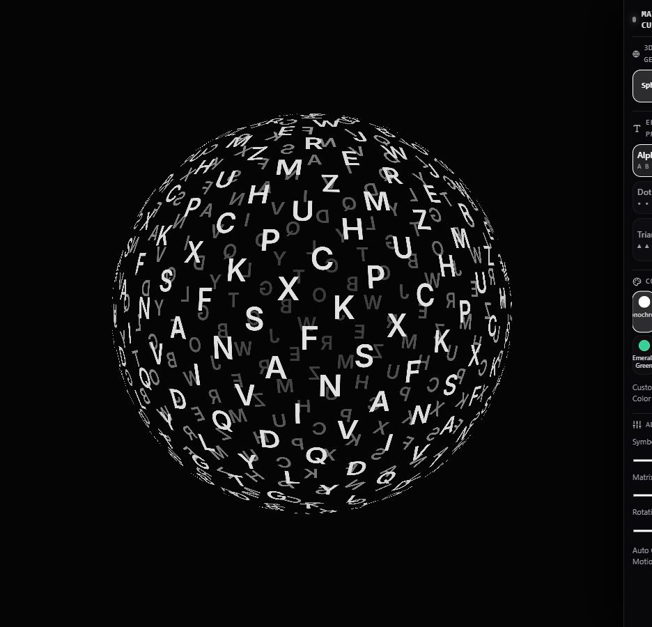 3D Alphabet Sphere – 3D website design