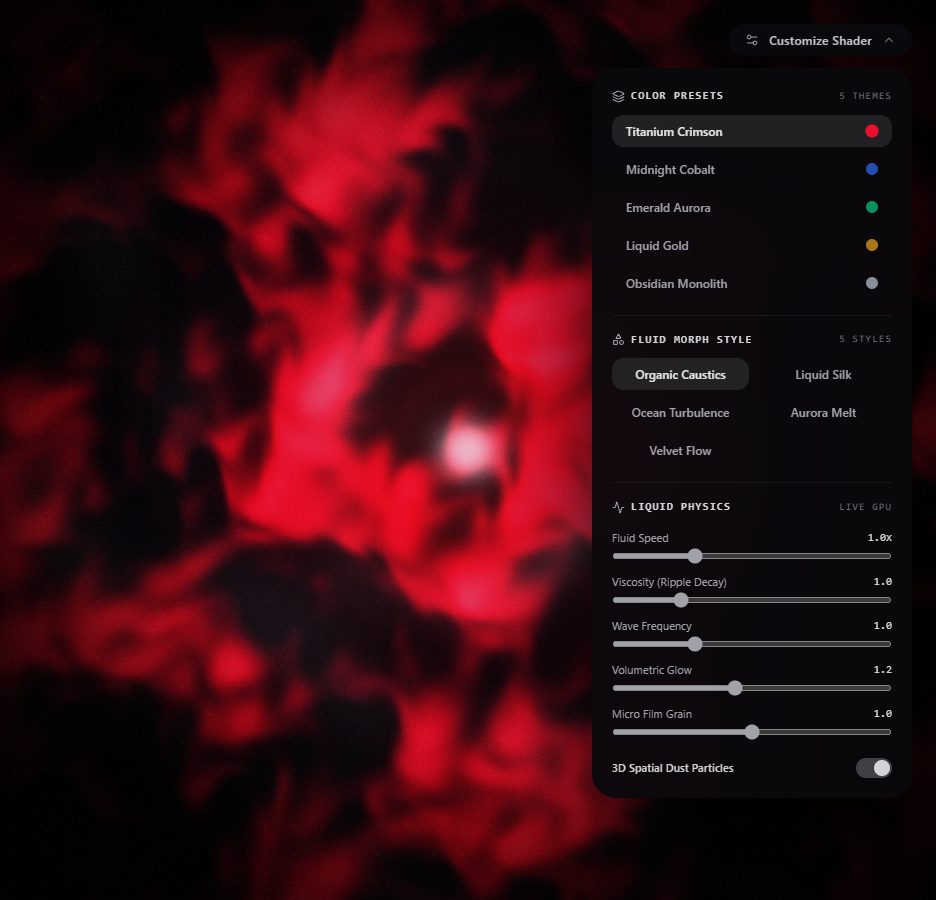 Auth Shader Ripple Background – login page UI design