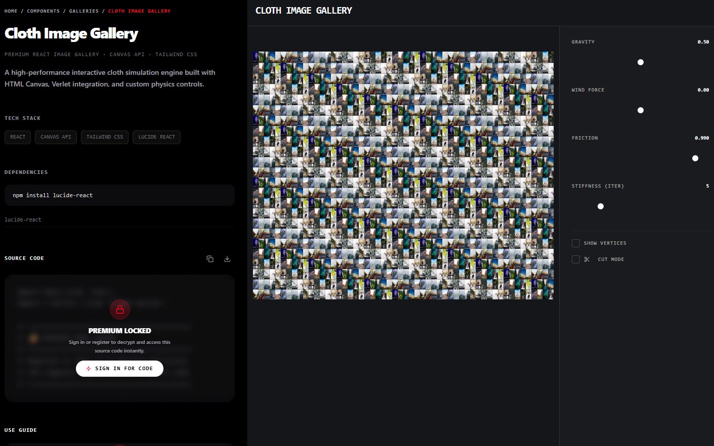 Cloth Image Gallery – image gallery UI design
