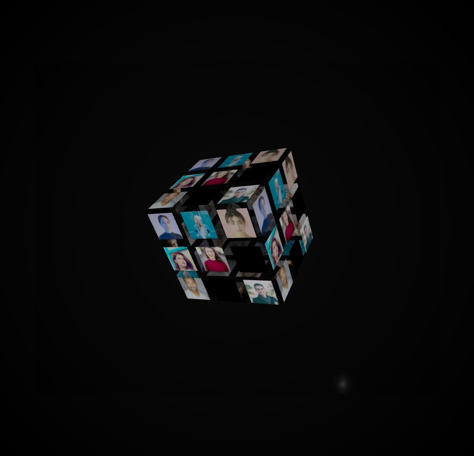 Crystal Obsidian Cube – hero section UI design