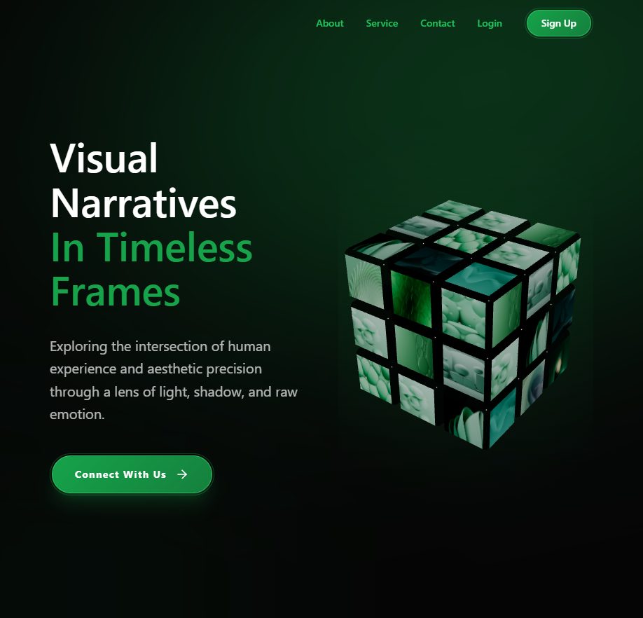 Hero Interactive Cube – hero section UI design