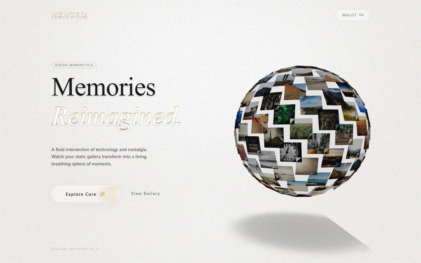 Memory Globe – image gallery UI design