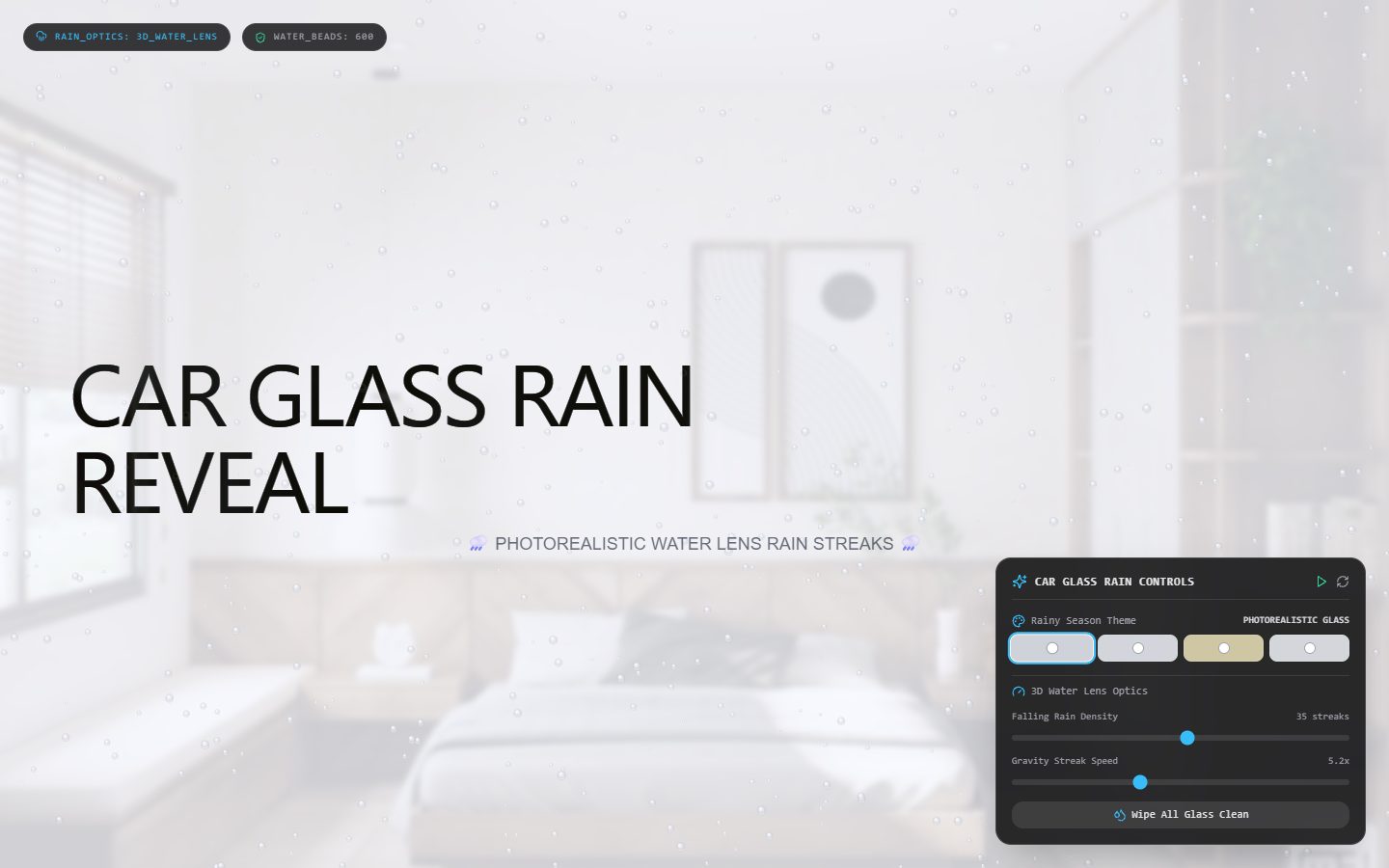 Car Glass Rain Streak Reveal – reveal animation effect