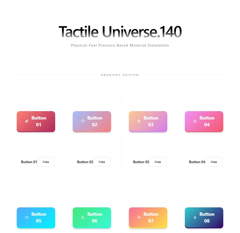 Tactile Universe – animated button UI design