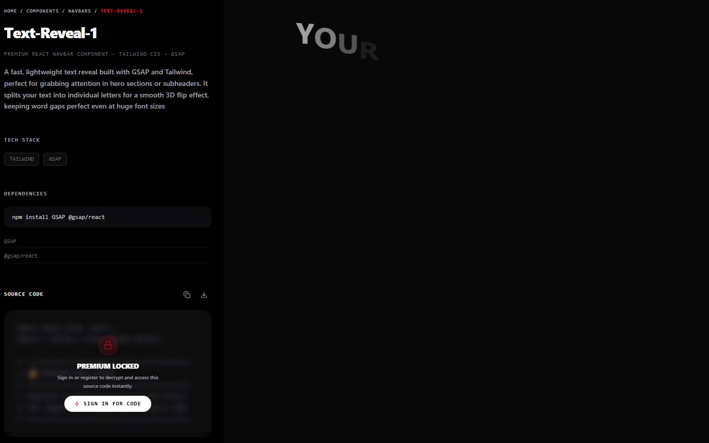 Text-Reveal-1 – navbar UI design