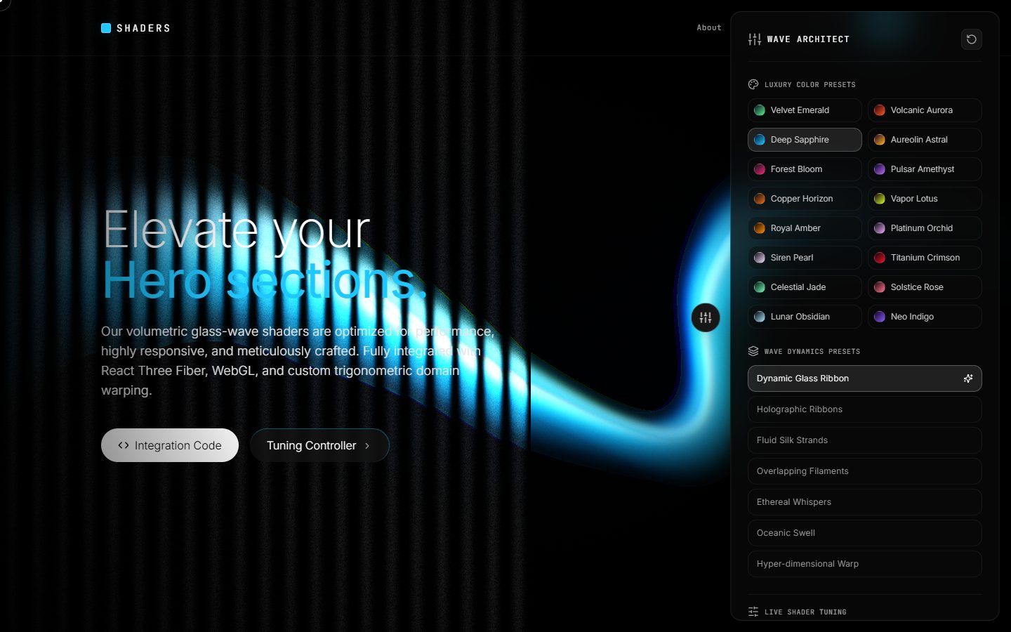 Volumetric Glass Ribbon – image gallery UI design