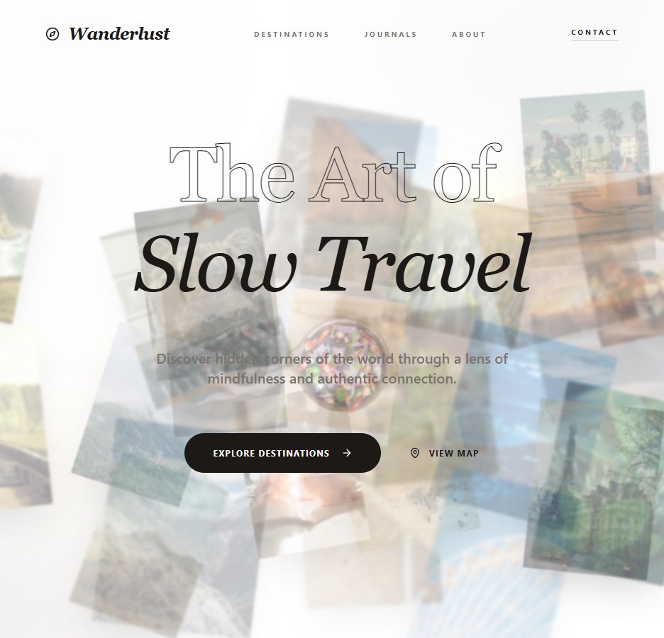 Wanderlust Typography Hero – hero section UI design
